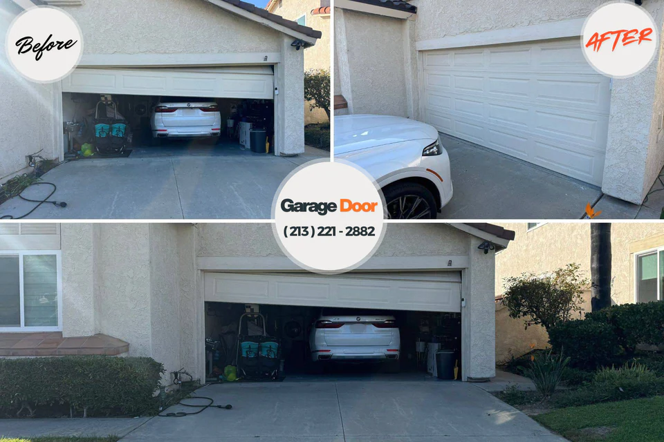 Before and after: garage door repair New Glarus, WI
